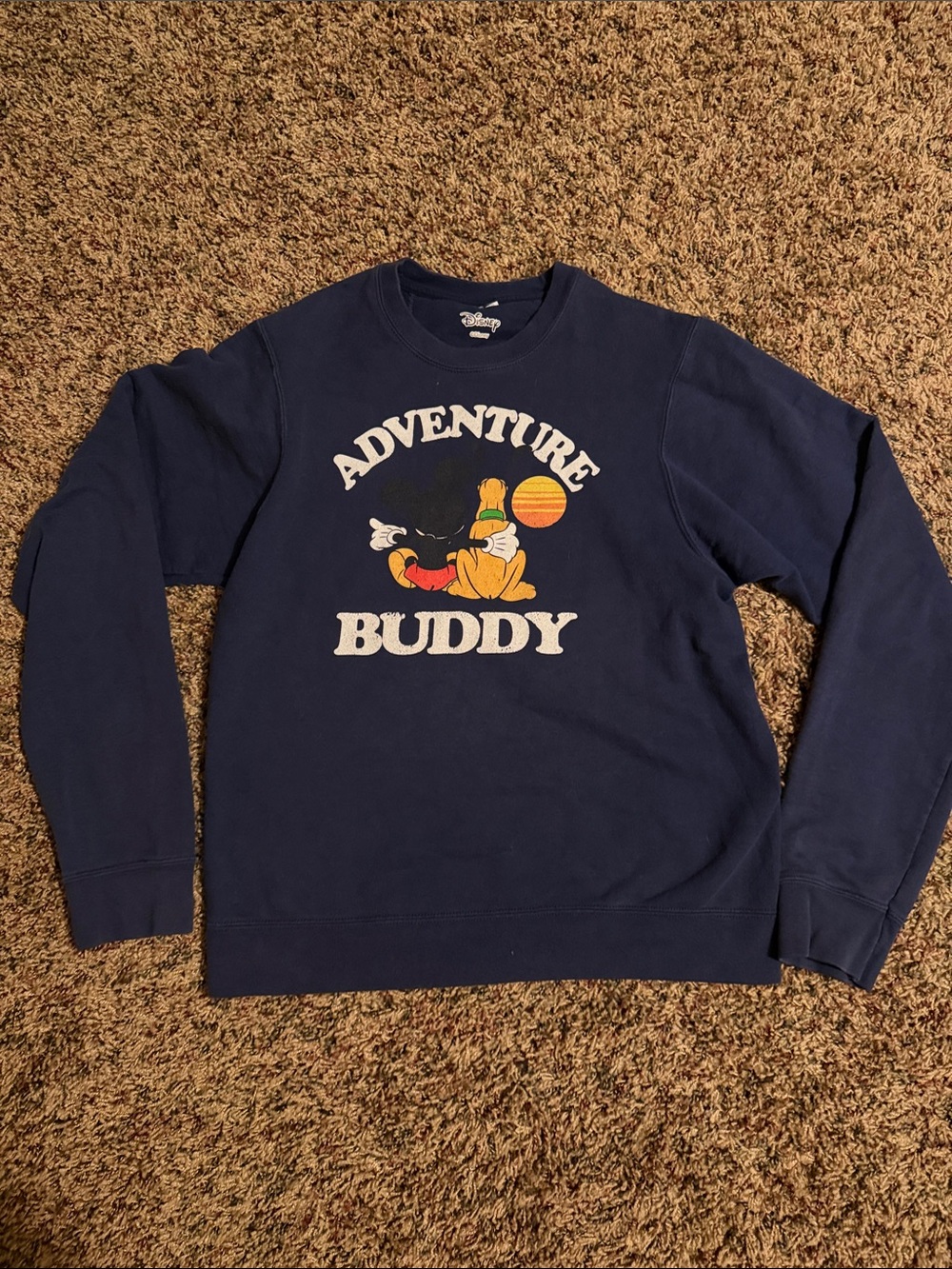 Disney Navy 'Adventure Buddy' Crewneck Sweatshirt with Pluto & Mickey Graphic